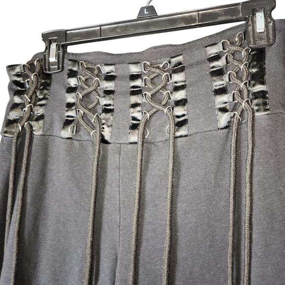 Black Lace-Up Women's Pants - Picture 3 of 8